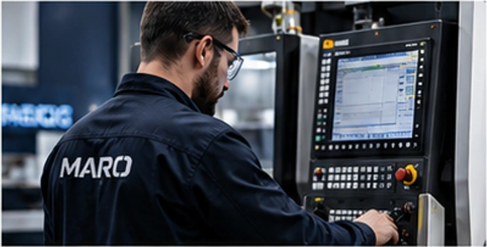 Operator MARO programujący maszynę CNC